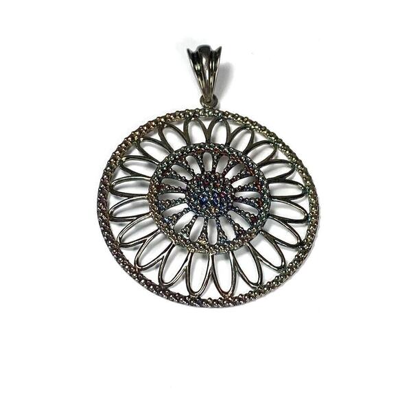925 Milor Italy Pendant Darkened Multicolored Silver Circle 11.83g - Picture 6 of 10